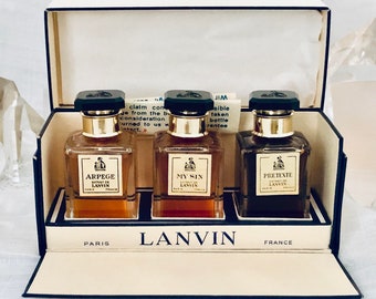Lanvin, Coffret Set, Arpège, My Sin, Prétexte, 3 x 15 ml. or 0.5 oz. Flacons, Parfum Extrait, 1936, Paris, France ..