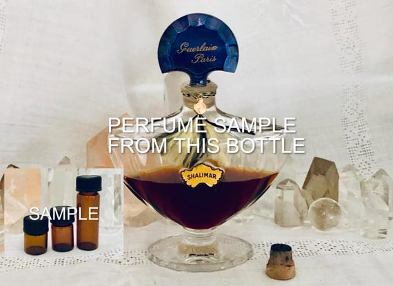 SAMPLE .. Guerlain, Shalimar, DECANTED SAMPLE from Flacon, Parfum Extrait, Baccarat, Flacon Chauvre Souris, 1927, 1960, Paris, France ..