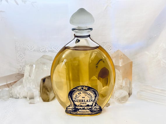 Guerlain, Mitsouko, 250 ml. or 8.45 oz. Flacon, Eau de Toilette, Flacon Goutte, ‘Etiquette Dauphin’, 1919, 1945, Paris, France ..