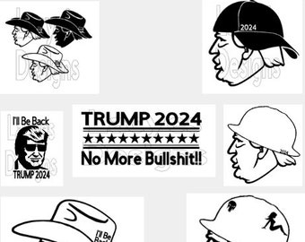 Trump Bundle Set Re-Election Hard Hat Cowboy Baseball Hat 9 Images SVG Instant Download Files