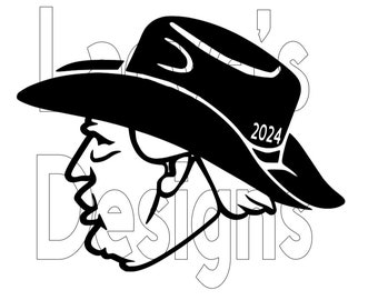 Trump Cowboy Hat 2024 Election Re-Election Make America Great Again President SVG Instant Download File Decal Sticker
