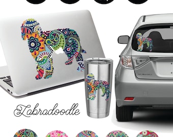 Gepersonaliseerde labradoodle-sticker, auto- en laptopvinylsticker