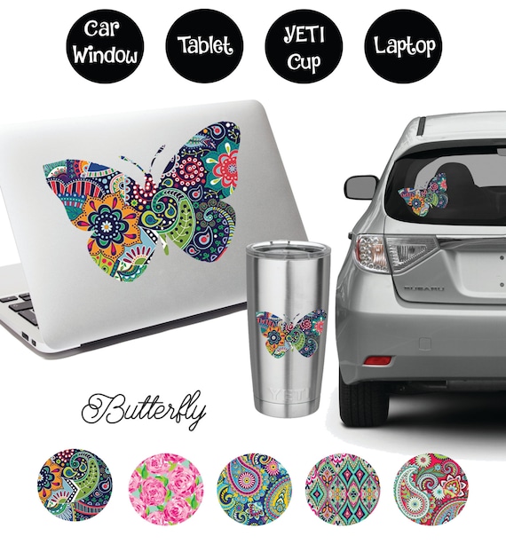 Patterned Butterfly Decal: Car, Laptop, Tumbler Vinyl Decal