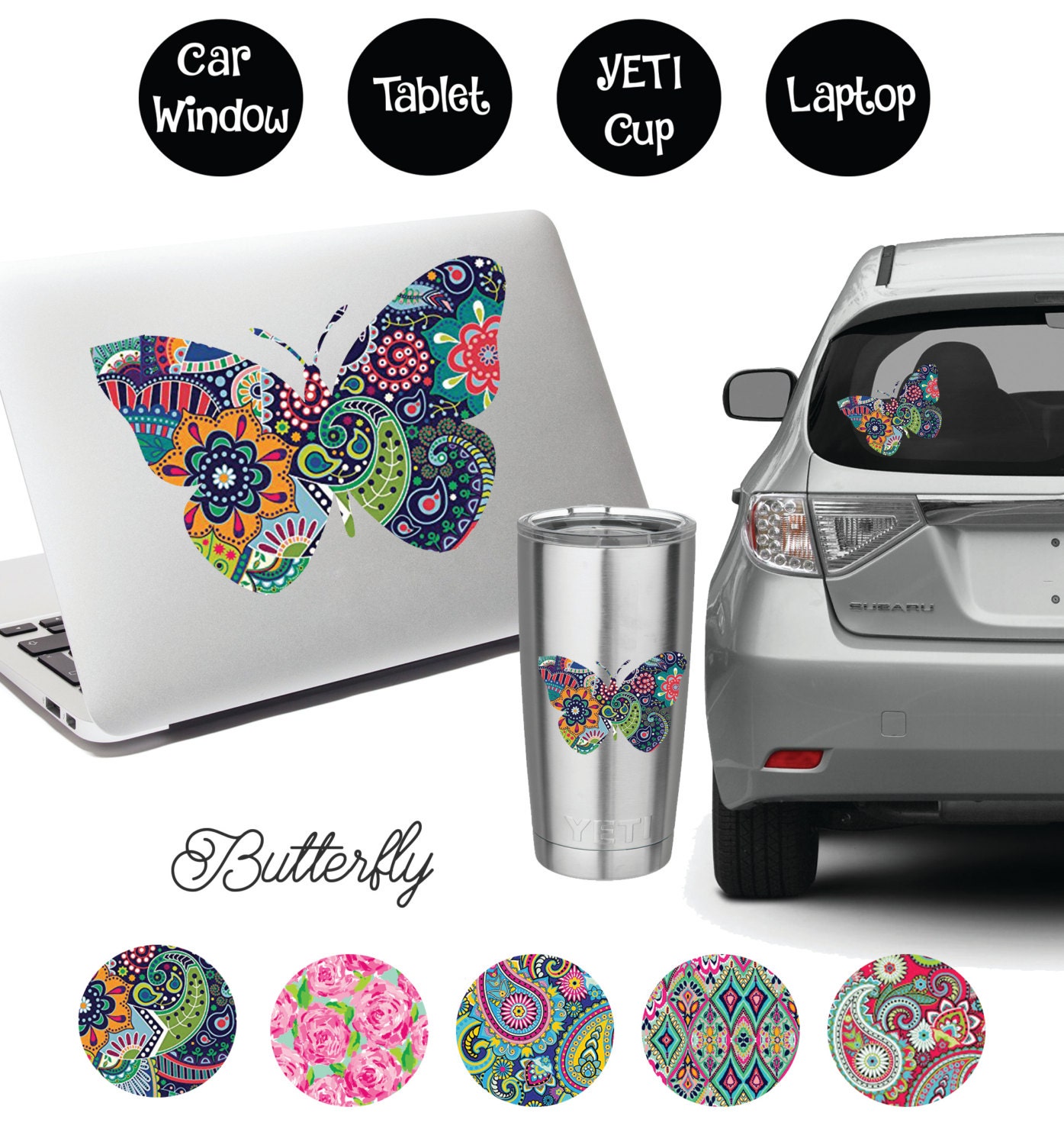Butterfly With Heart Wings Decal for Car, Truck, Laptop & More