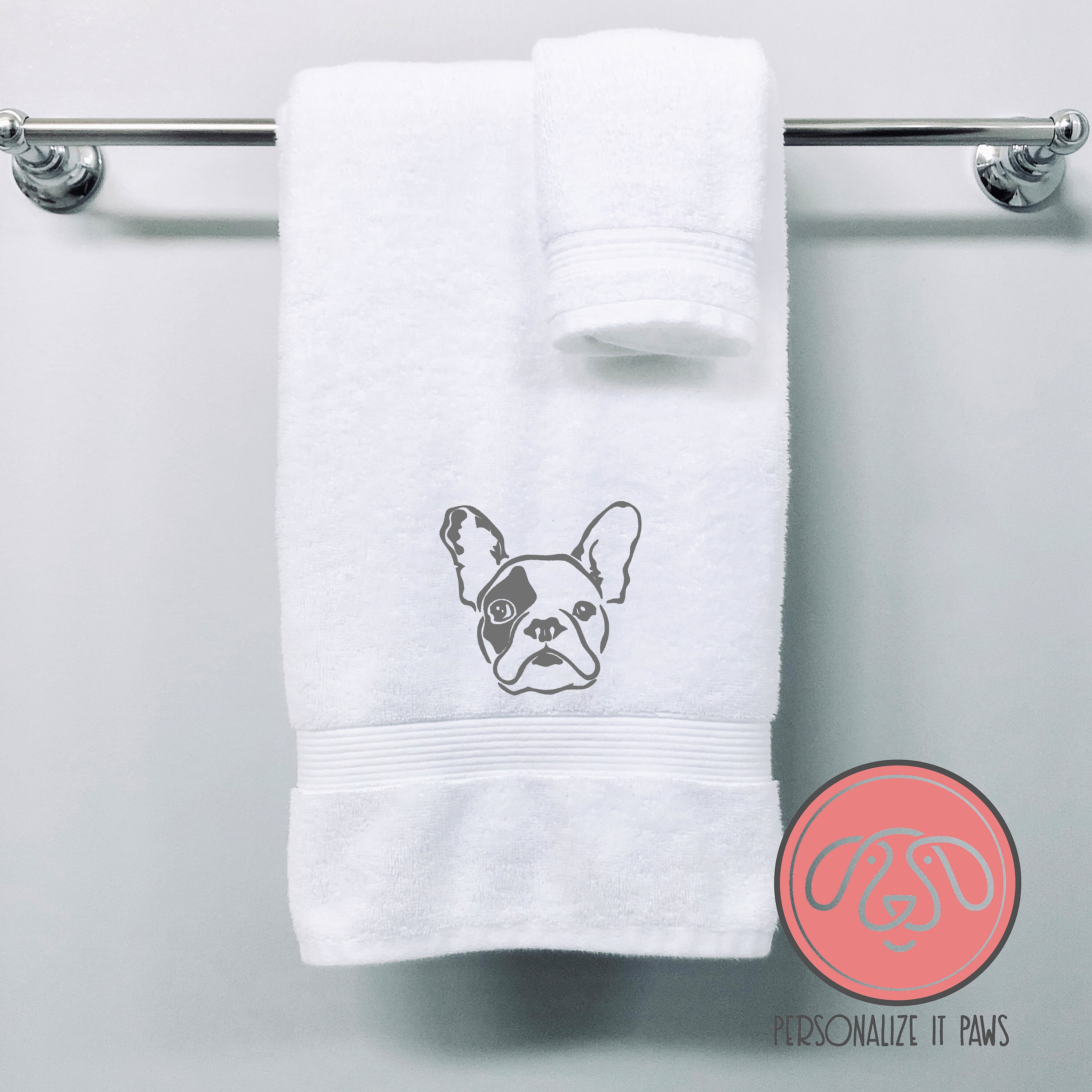 French Bulldog Embroidered Towel - Etsy