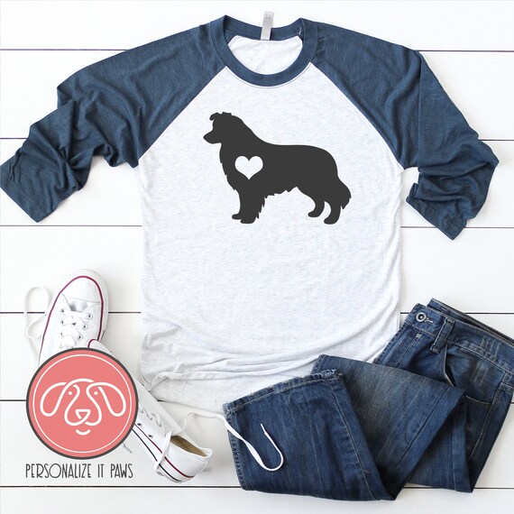 Tシャツ・カットソー COVERNAT Border Collie Emblem Raglan Long Sleeve Navy Border Collie Raglan - Etsy