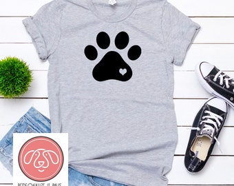 Animal Lover's Paw Print Heart Dog T-Shirt