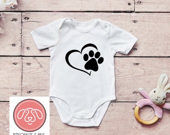 Pet Love - Heart and Paw  infant body suit