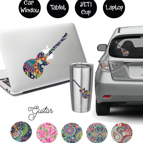 Guitar Pick Guitar Silhouette Logo Vinyl Decal Sticker / Decal Etsy