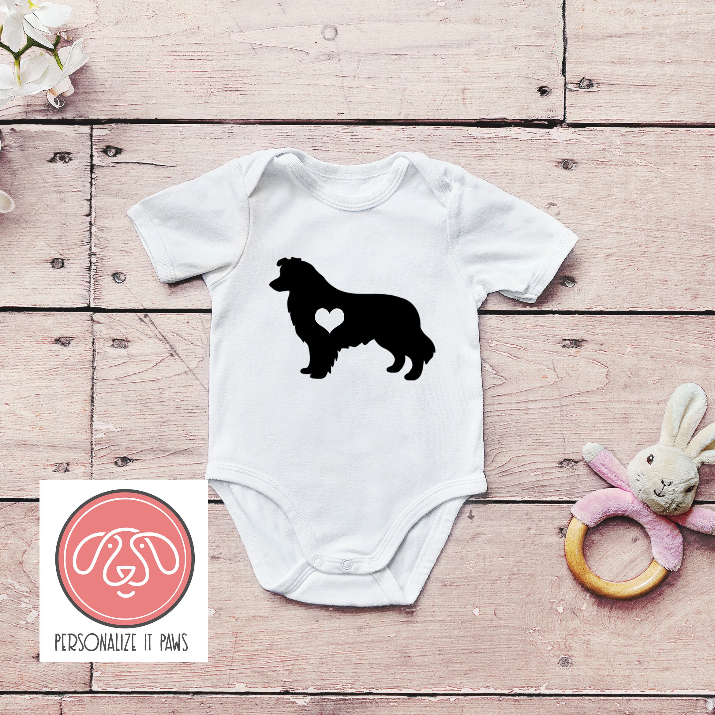 Border Collie Baby Onesie® New Born Baby Clothes Baby Shower 