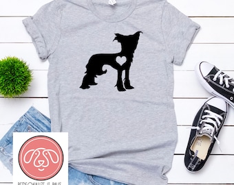 T-shirt med kinesiskt nakenfågelhjärta för hundar