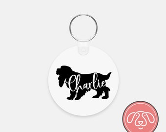Personalized Longhaired Cocker Spaniel Dog Keychain
