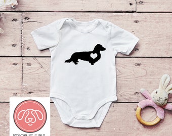 Long Haired Dachshund  infant body suit