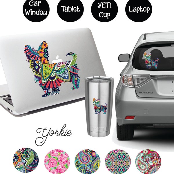 Yorkie Aufkleber: Personalisiertes Auto, Laptop und Becher Vinyl