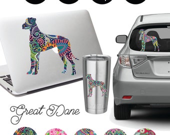 Great Dane Decal, Car/Laptop/YETI Vinyl Decal, Personalized Dog Decal