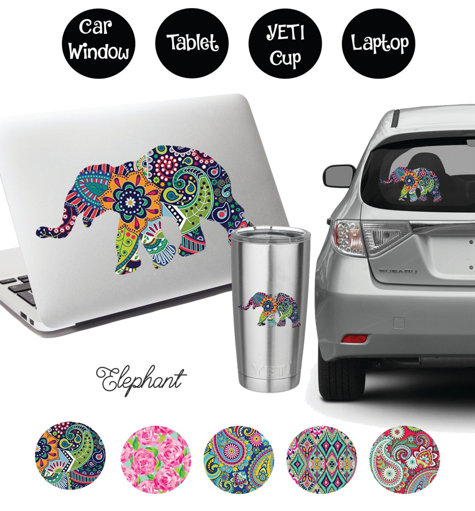 Elephant Decal Etsy