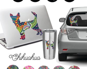 Gepersonaliseerde chihuahuasticker, autoruit, laptop, beker