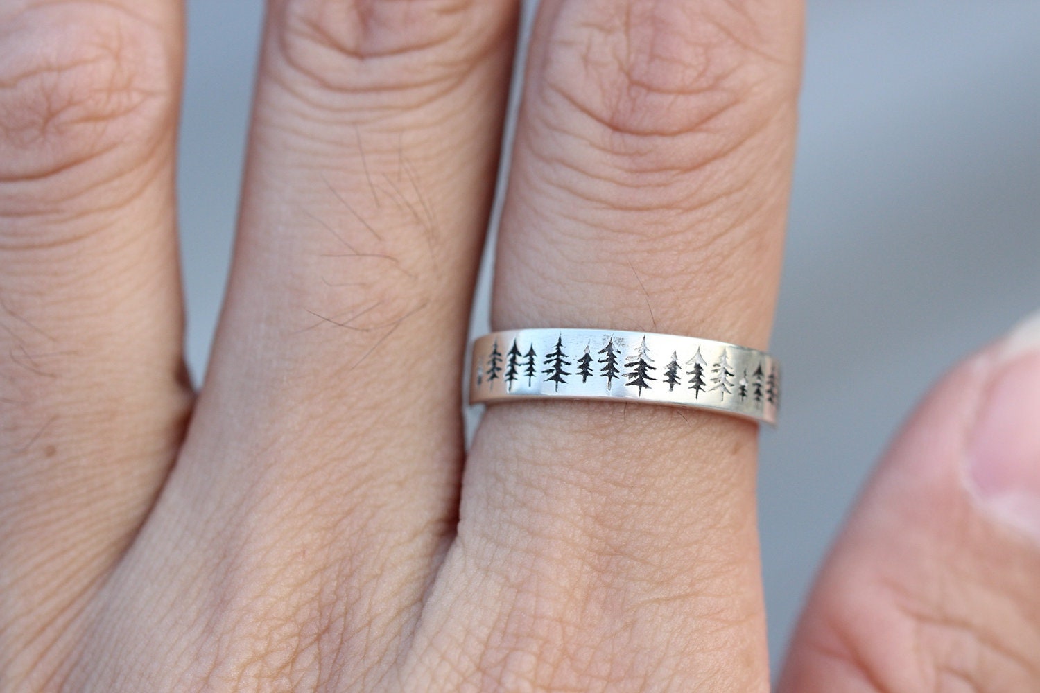 Pine Tree Ring Sterling Silver Evergreen Tree Jewelry Nature | Etsy