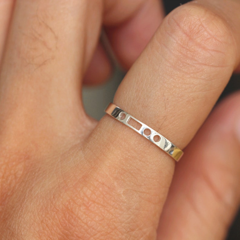 stackable ring Custom Morse Code RING,Personalized Secret Message Ring,sterling silver love ring,initial ring,Secret love ring