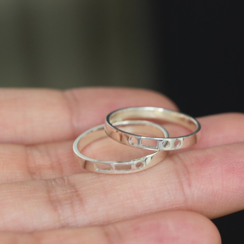 stackable ring Custom Morse Code RING,Personalized Secret Message Ring,sterling silver love ring,initial ring,Secret love ring