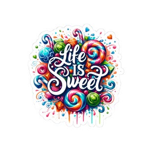 Adesivi fustellati a tema caramelle stravaganti / La vita è dolce / Decorazioni colorate per computer portatili, bomboniere, scrapbooking, confezioni regalo, lavoretti per bambini