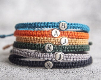 Aangepaste initiaal armband: sterlingzilveren bedel, gevlochten geweven armband