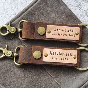 Personalized Leather Keychain for Him, Custom Keychain, Fathers Day Gift, Anniversary Gift For Men, Birthday Gift for Him