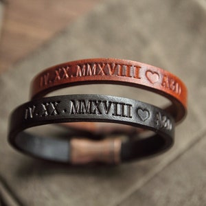 Pulseras personalizadas, conjunto de pulseras para él y ella, pulsera con números romanos, regalos de aniversario para novio, pulseras para parejas