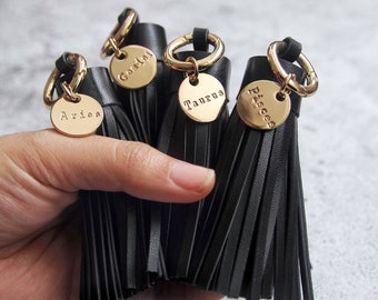 Leather Tassel Keychain: Personalized Initial Bag Charm