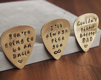 Couldn’t Pick a better DAD, I will always pick you, Hand Stamped Metal Pick, Custom Pick, Personalized Guitar Pick, Guitar Pick in Bronze