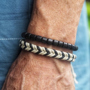 Mens bracelet set, surfer Boho Bracelet For Men, Bracelet for Boyfriend, Yoga Boho Beaded Bracelet, Gift for him, Christmas gift, Set of 2