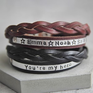 Personalized Name leather bracelets man bracelet ,fathers day gift Leather Bracelet For Men, husband daddy birthday anniversary for him gift