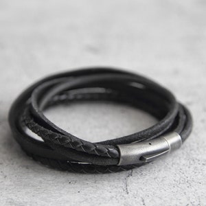 Mens Leather Bracelet, Wrap Leather Bracelet for Men, Fathers Day Bracelet, Gift for him, Gift for father, Christmas gift
