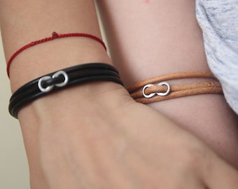 Infinity Leather Couples Bracelets: Matching Partner Bracelet Set
