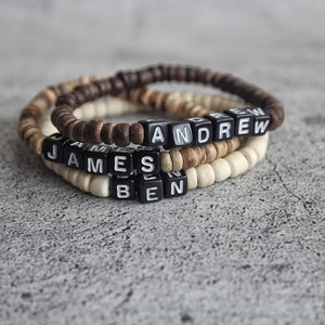 Gepersonaliseerd cadeau voor papa, NAAM-armbanden met kralen voor mannen, herenarmband, familienaamarmband, vaderdagarmband, cadeau voor hem