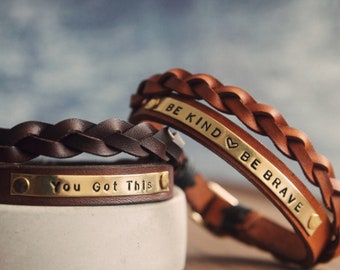Pulsera de cuero trenzada personalizada, regalo para hombre, regalo de aniversario