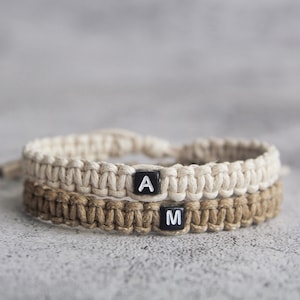 Pulseras a juego personalizadas para parejas y amistades, pulsera BBF inicial personalizada, pulsera surfista, pulsera trenzada tejida, conjunto de 2