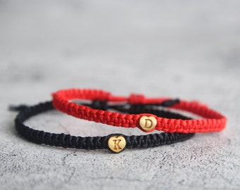 Pulsera para parejas, pulsera con inicial de corazón de oro de 14k, pulseras personalizadas a juego para parejas, pulsera de corazón, regalo de San Valentín