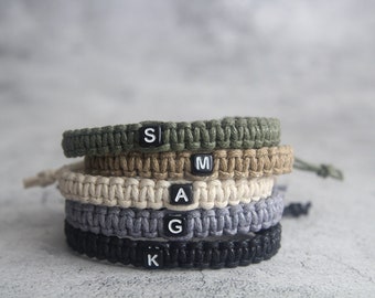 Aangepaste initiaal gevlochten geweven armband, surferstijl, cadeau voor hem