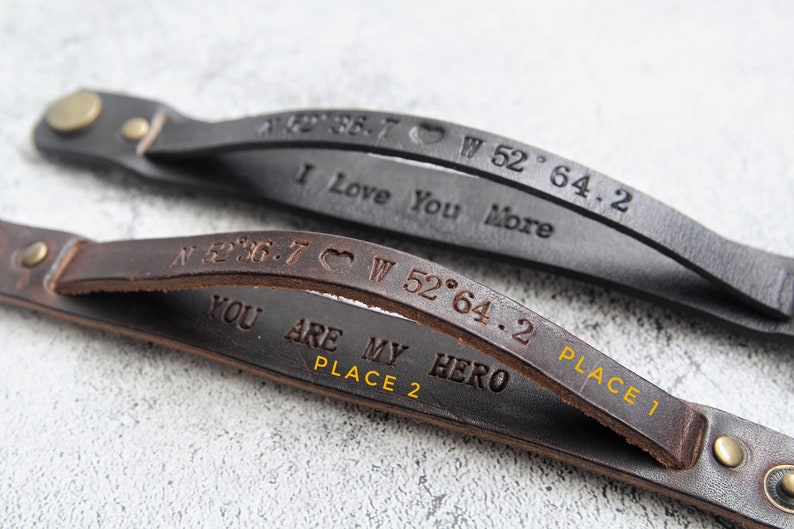 Man Personalize Bracelet, Custom Gift, Leather bracelet, Bracelet for men, Gift for Boyfriend Coordinates Bracelet 