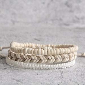 Minimalist bracelets, Surfer bracelets for men and women, Boho Beaded Bracelet Set, beach bracelets, Summer bracelet, Gift for her, Set of 3
