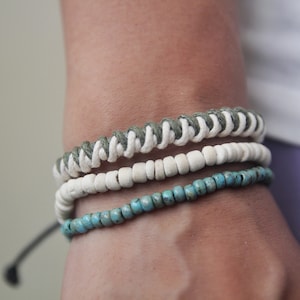 Surfer bracelets for men and women, Boho Beaded Bracelet Set, beach bracelets, Summer bracelet set, Minimalist mens bracelets sets, Set of 3