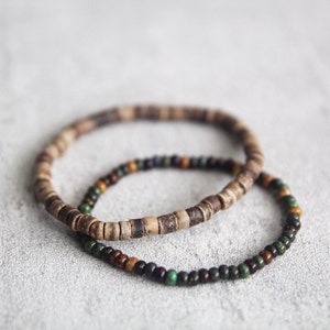 Minimalist mens bracelets set, Gift for him, Surfer bracelets for men and women, Boho Beaded Bracelet, beach bracelets, Christmas gift