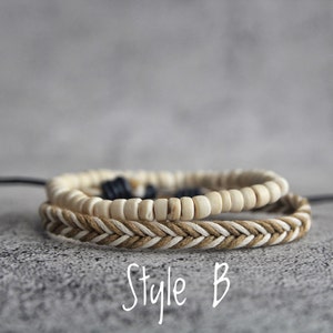 Strand Armbänder, Surfer Armbänder, Yoga Boho Perlen Armband Geschenk für sie, Herren Armband Set, Valentinstag Geschenk, Geschenk für ihn Style B