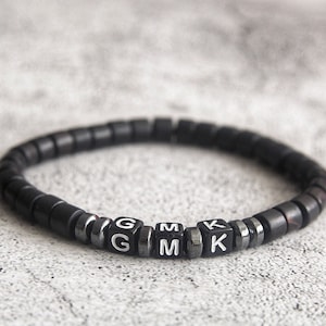 Pulseras personalizadas para hombres, pulsera con cuentas con nombre, regalo personalizado para él, pulsera con iniciales, pulsera con cuentas con nombre personalizado