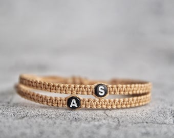 Pulseras para parejas, pulseras con iniciales personalizadas, pulsera a juego para amantes, pulseras de amistad, regalo para él, regalos de Navidad, conjunto de 2