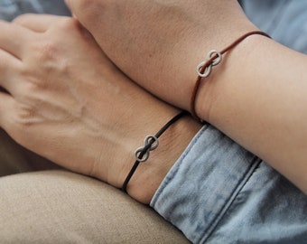 Couples Infinity Bracelet Set: Leather Matching Bracelets