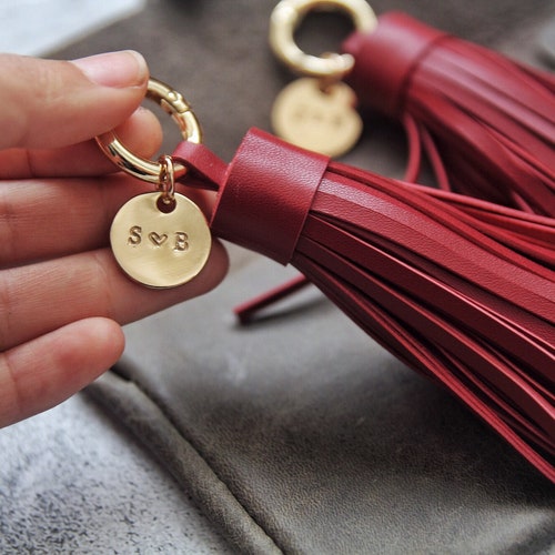 Gift for Mom Leather Tassel Keychain Personalized Gift for Her Etsy