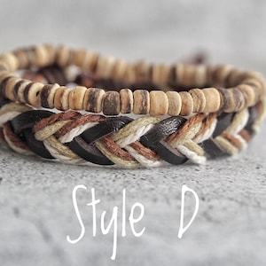 Pulseras de playa, pulseras de surfista, pulsera de cuentas Boho de yoga regalo para ella, conjunto de pulseras para hombre, regalo del día de San Valentín, regalo para él Style D