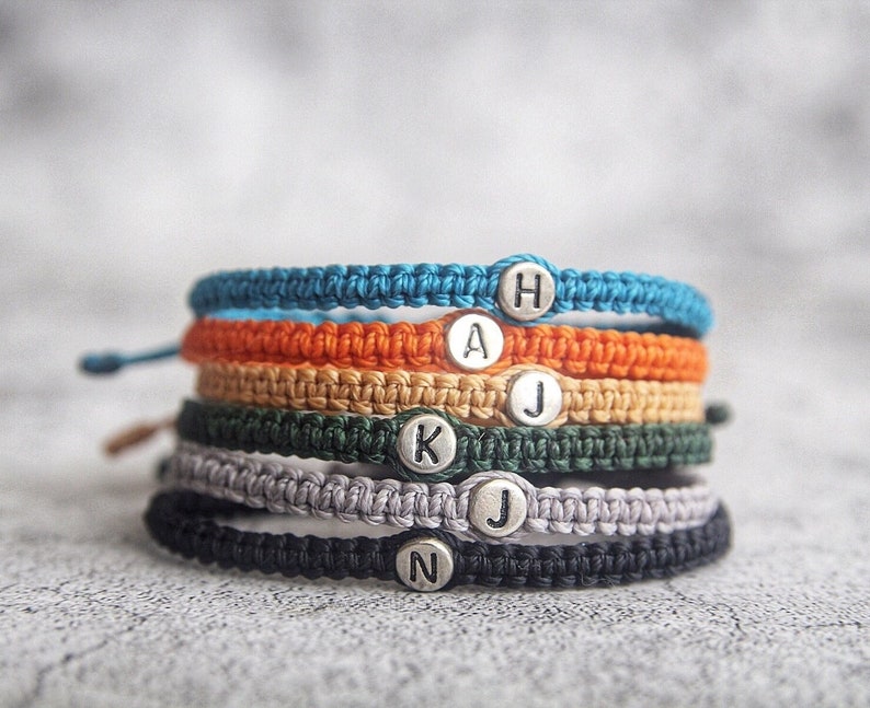 Custom initial Bracelet, Personalized Gift name word Bracelet, couples bracelet, woven braided bracelet, Gift for her, Gift for boyfriend image 1